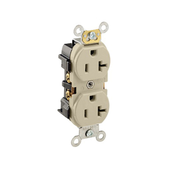 Leviton Ac Receptacle Duplex 20A 125V, 2 Pole 3 Wire Self Grounding 5352-I